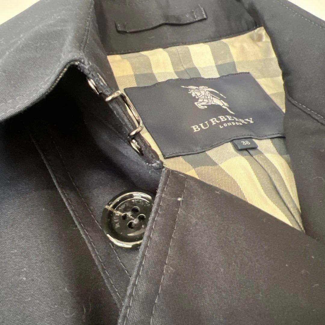 【美品】バーバリーロンドン　トレンチコート　ノバチェック　ネイビー　M