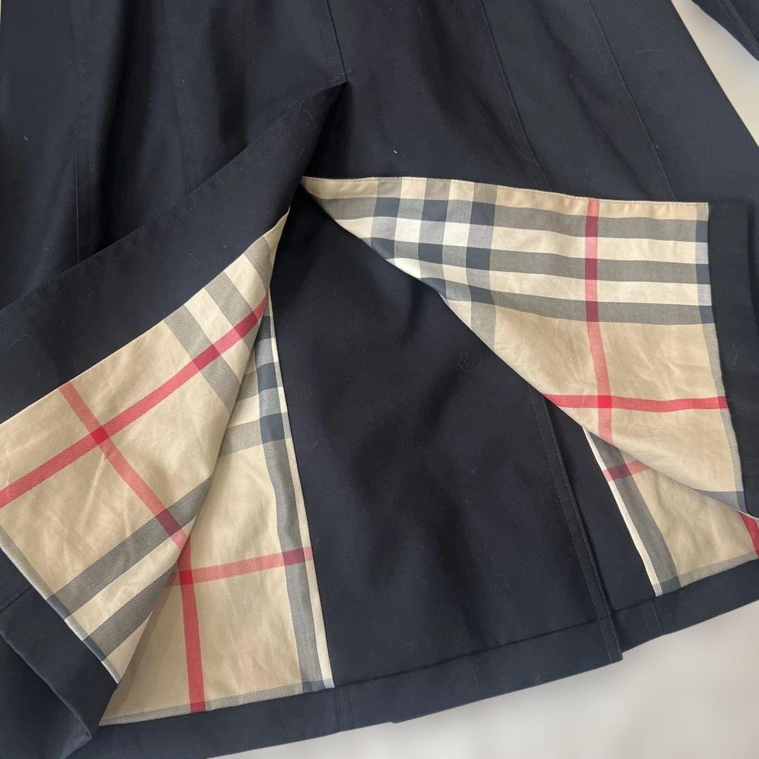 【美品】バーバリーロンドン　トレンチコート　ノバチェック　ネイビー　M