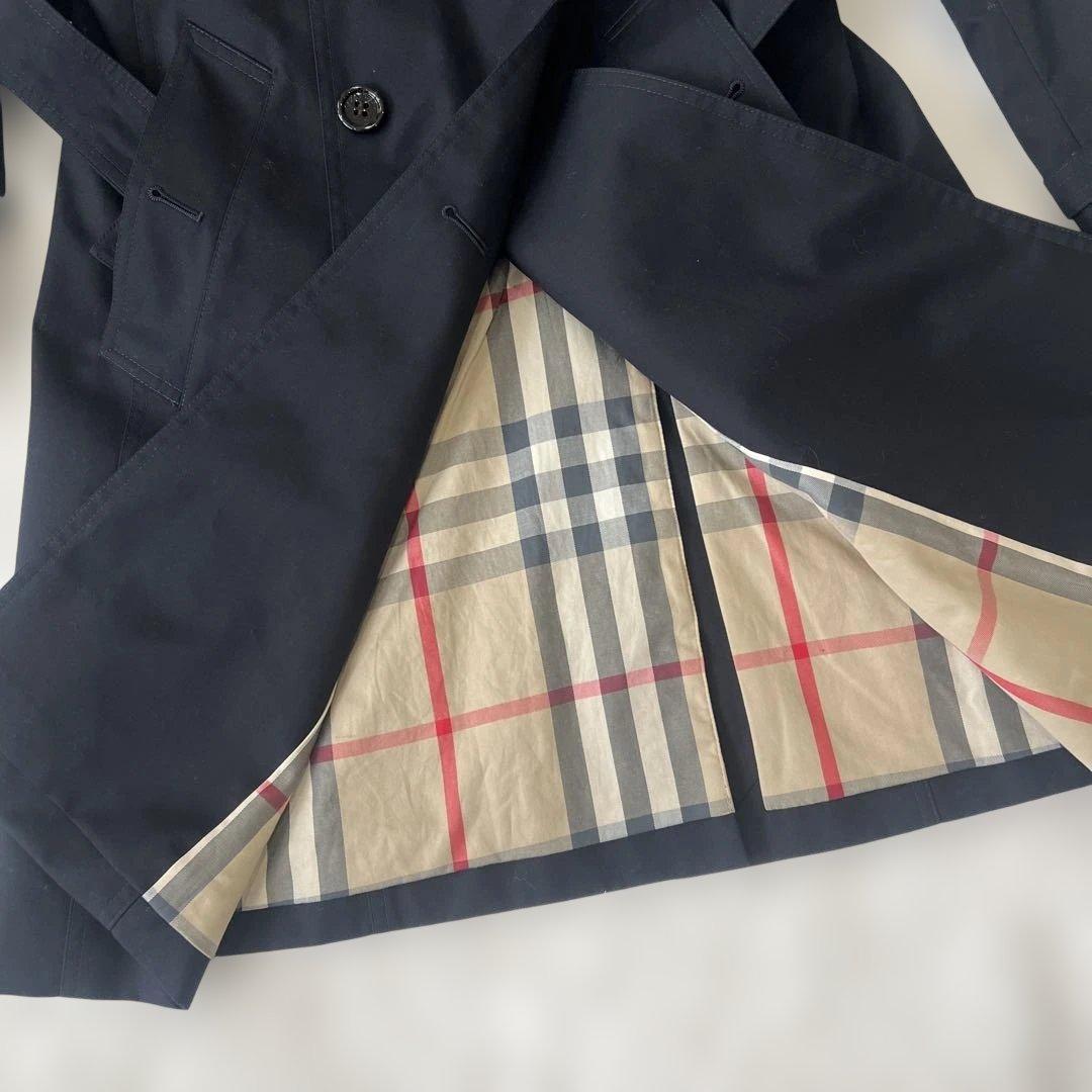 【美品】バーバリーロンドン　トレンチコート　ノバチェック　ネイビー　M