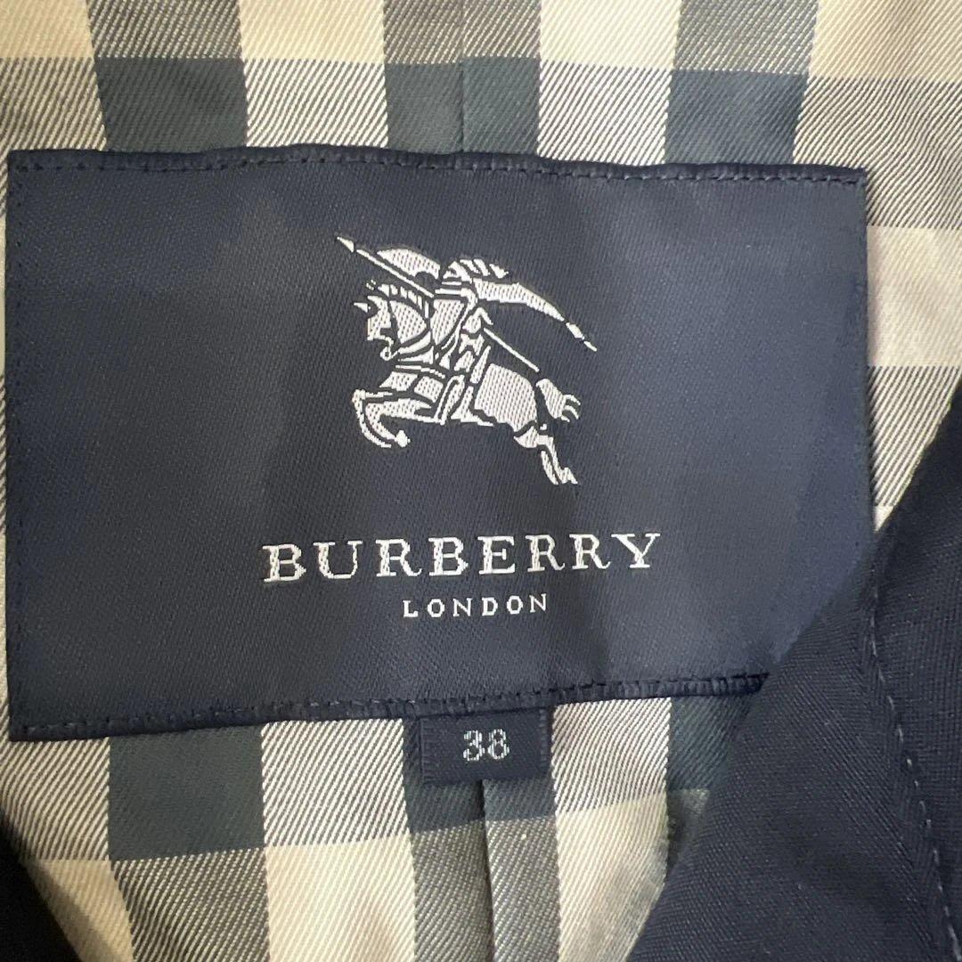 【美品】バーバリーロンドン　トレンチコート　ノバチェック　ネイビー　M