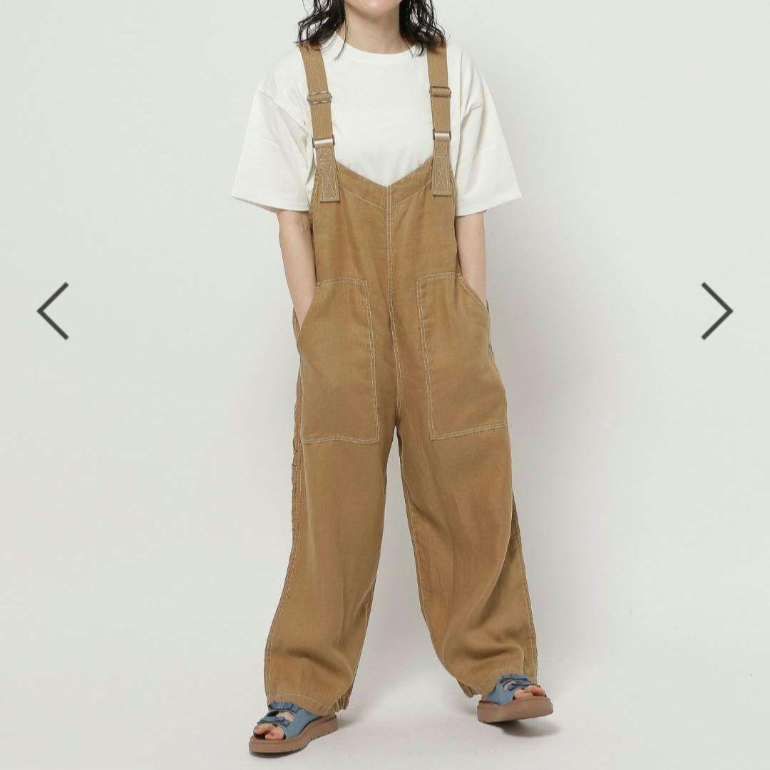 ニコアンド FINEリネンツイルサロペット キャメル Mサイズ