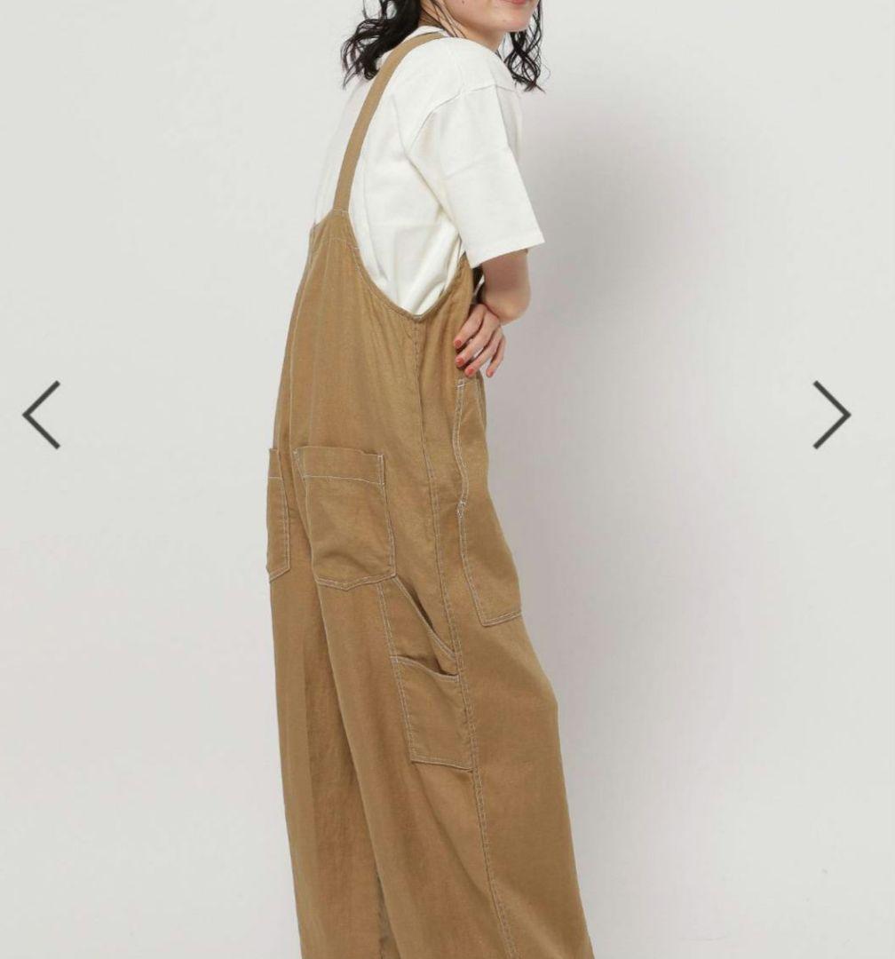 ニコアンド FINEリネンツイルサロペット キャメル Mサイズ