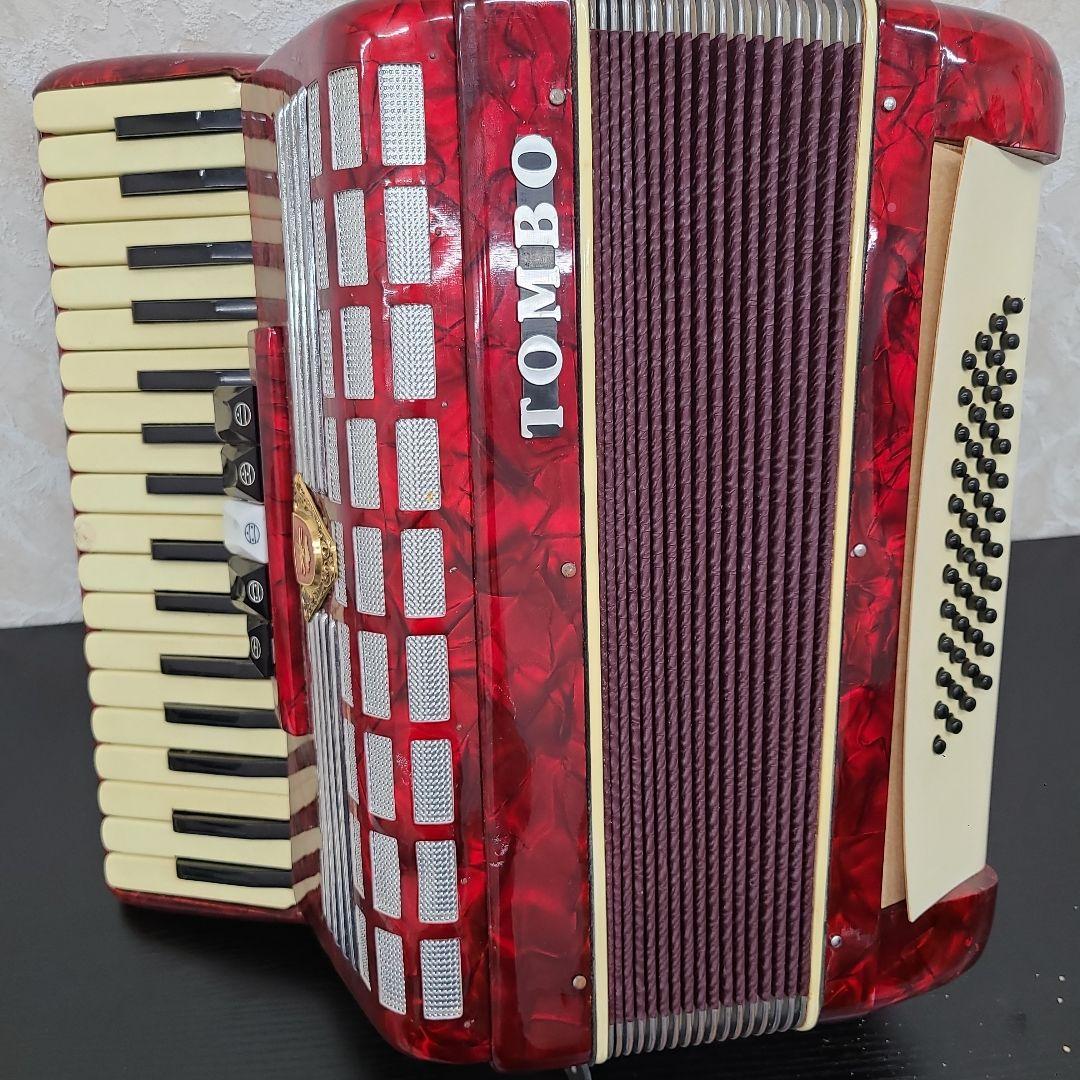 TOMBO トンボ アコーディオン T-48 バスボタン付 赤