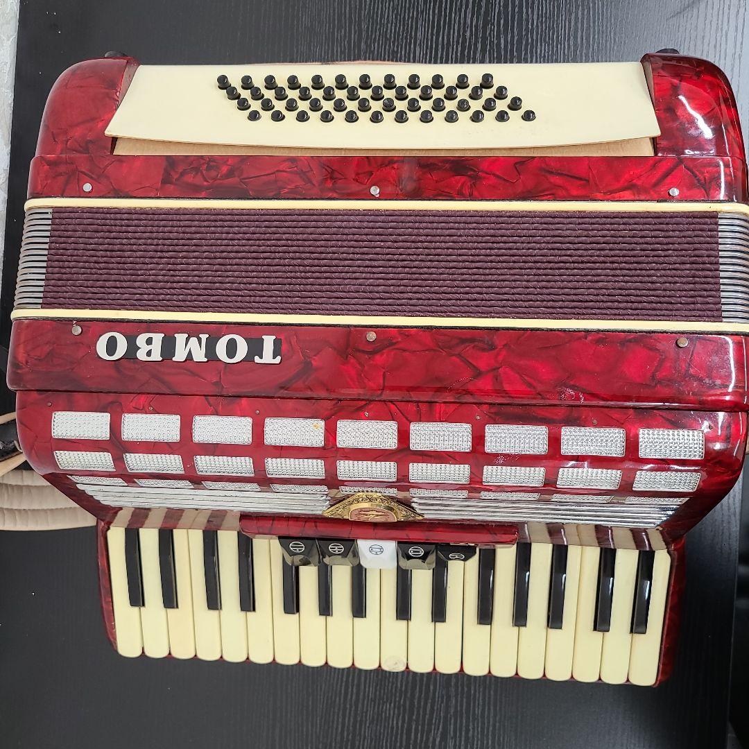 TOMBO トンボ アコーディオン T-48 バスボタン付 赤