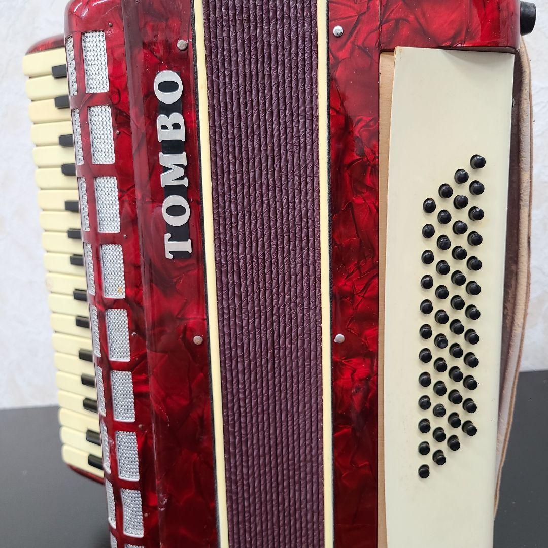 TOMBO トンボ アコーディオン T-48 バスボタン付 赤