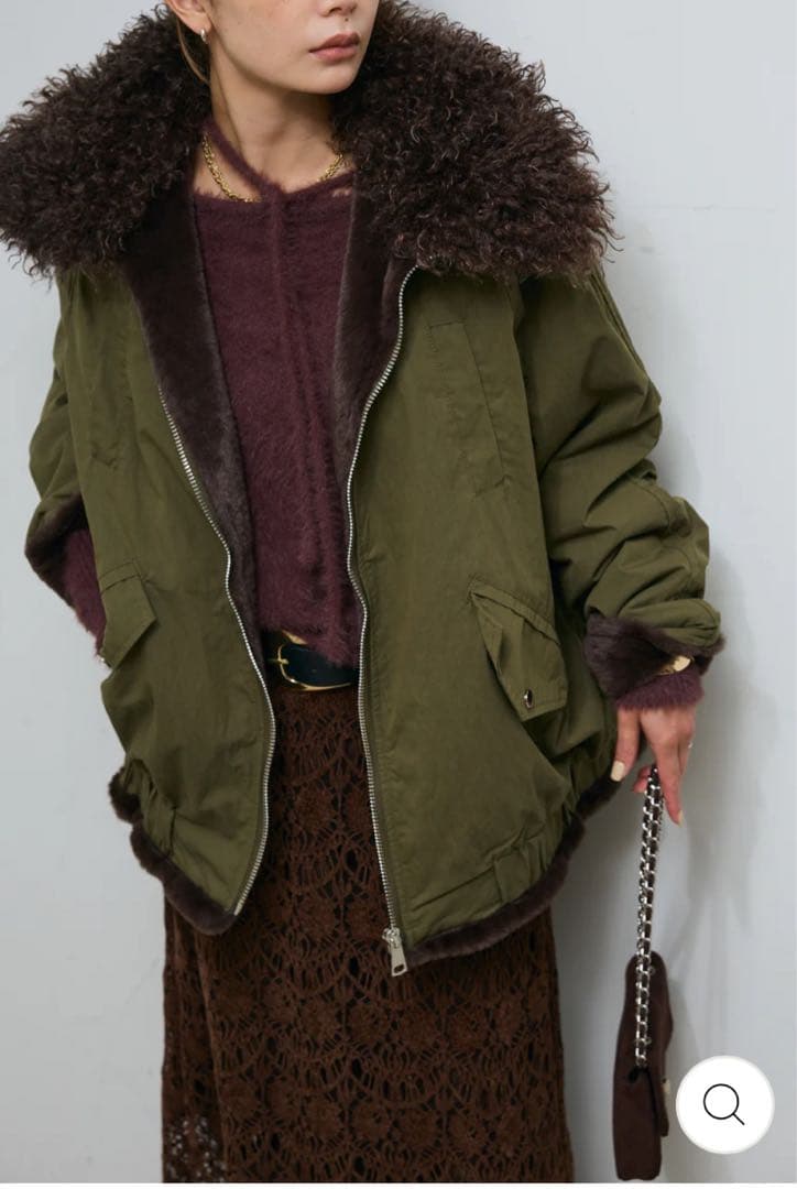 IAMALPHA ボア襟ジップブルゾン アウター