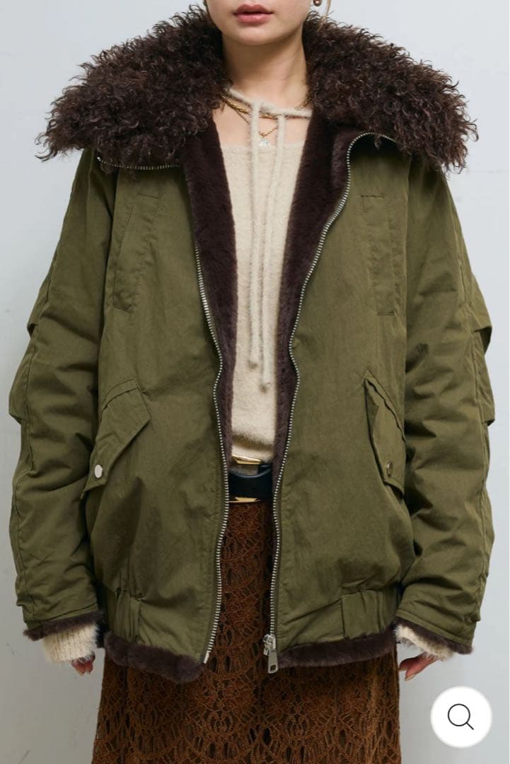 IAMALPHA ボア襟ジップブルゾン アウター