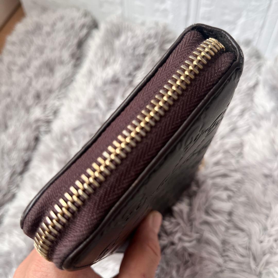 良品✨GUCCI ラウンドファスナー　シマ　ダークブラウン　インターロッキング