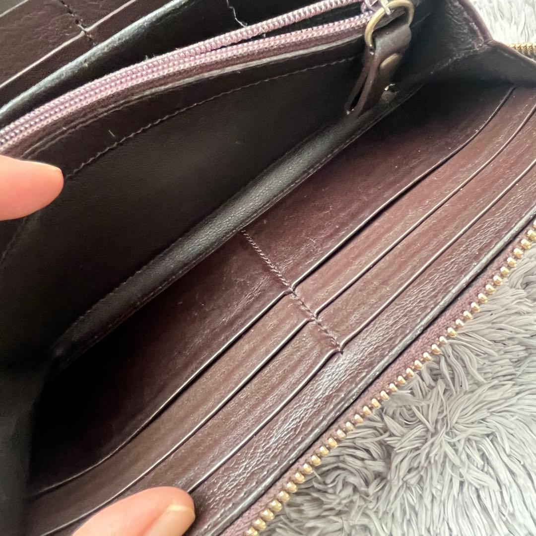 良品✨GUCCI ラウンドファスナー　シマ　ダークブラウン　インターロッキング