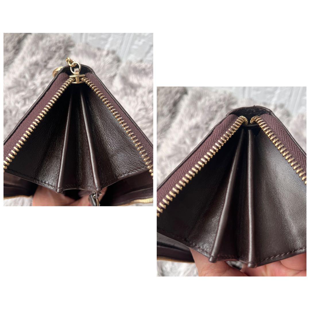 良品✨GUCCI ラウンドファスナー　シマ　ダークブラウン　インターロッキング