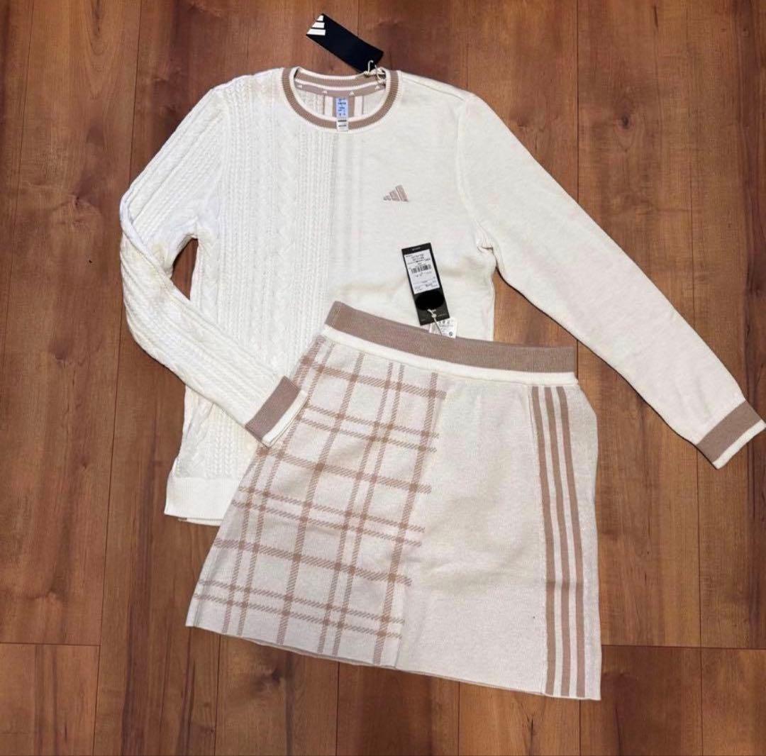 長袖セーター　ニットスカート　サイズL セットアップ　ゴルフウェア　秋冬　ウール