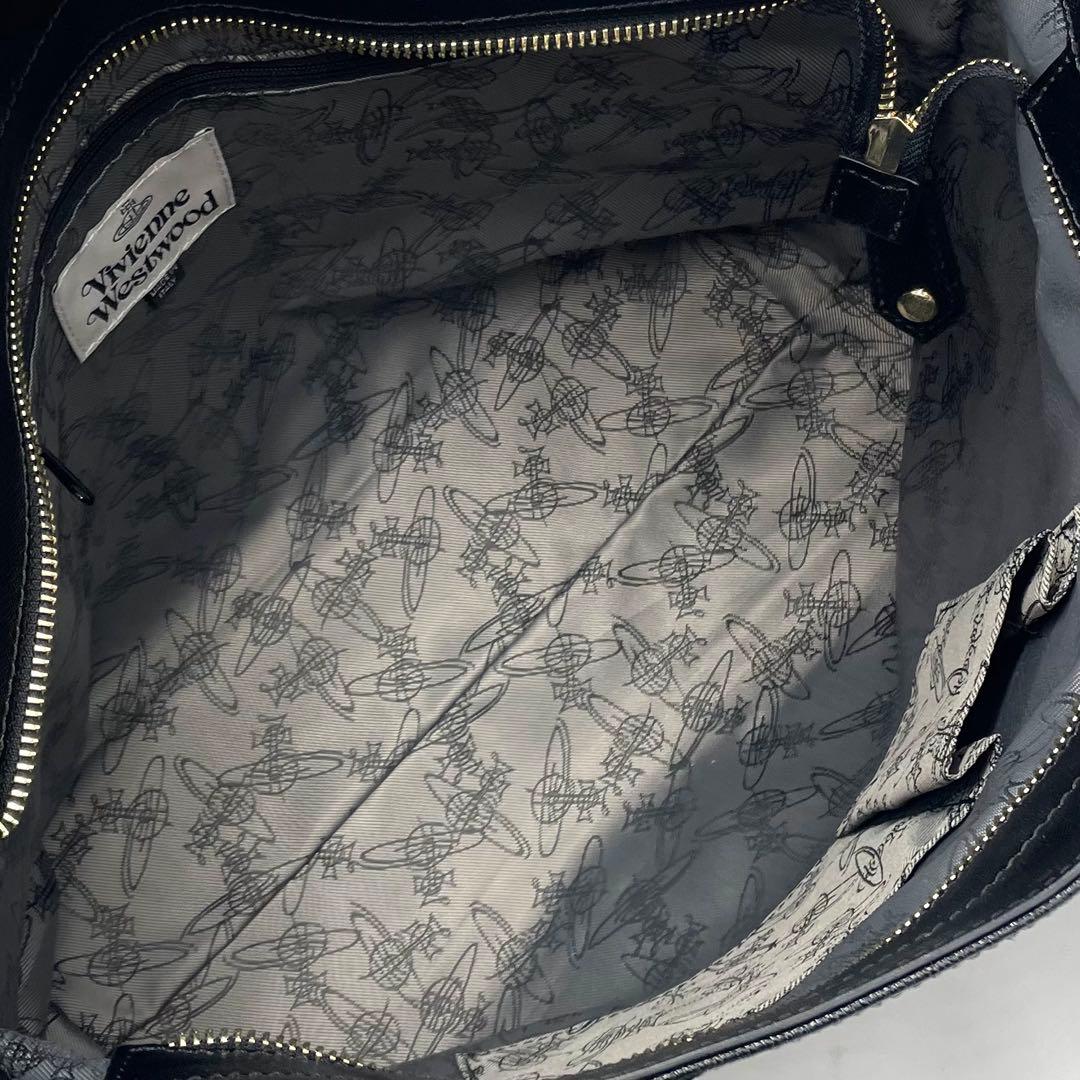 極美品 ヴィヴィアンウエストウッド トートバッグ ディアマンテハート 黒 レザー