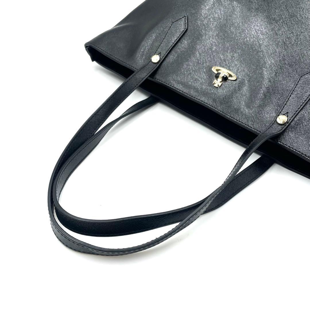 極美品 ヴィヴィアンウエストウッド トートバッグ ディアマンテハート 黒 レザー