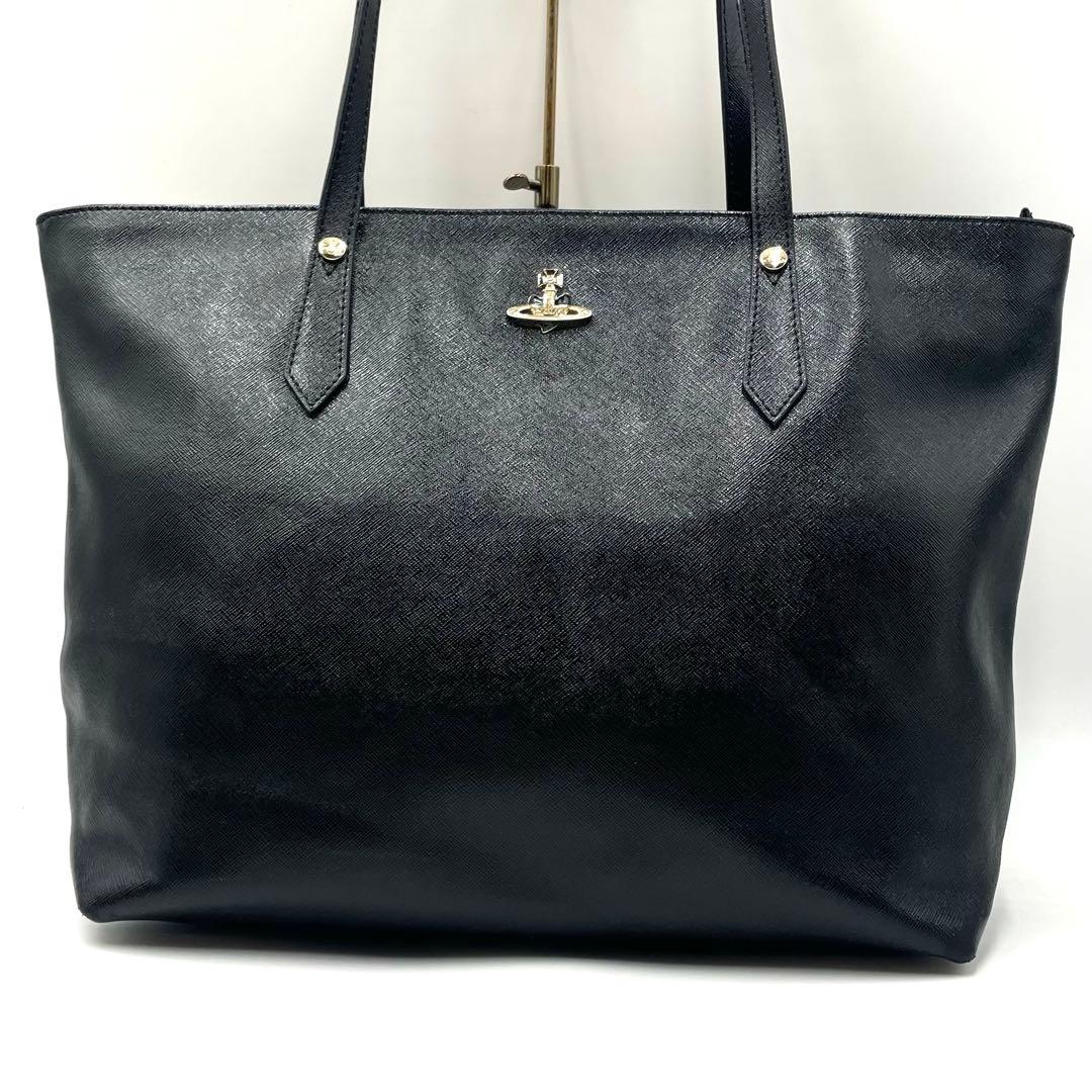 極美品 ヴィヴィアンウエストウッド トートバッグ ディアマンテハート 黒 レザー