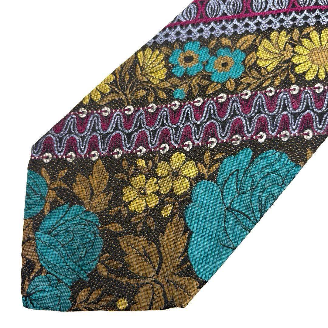 【タグ付未使用】FENDI シルクネクタイ バロック調フローラルジャカード