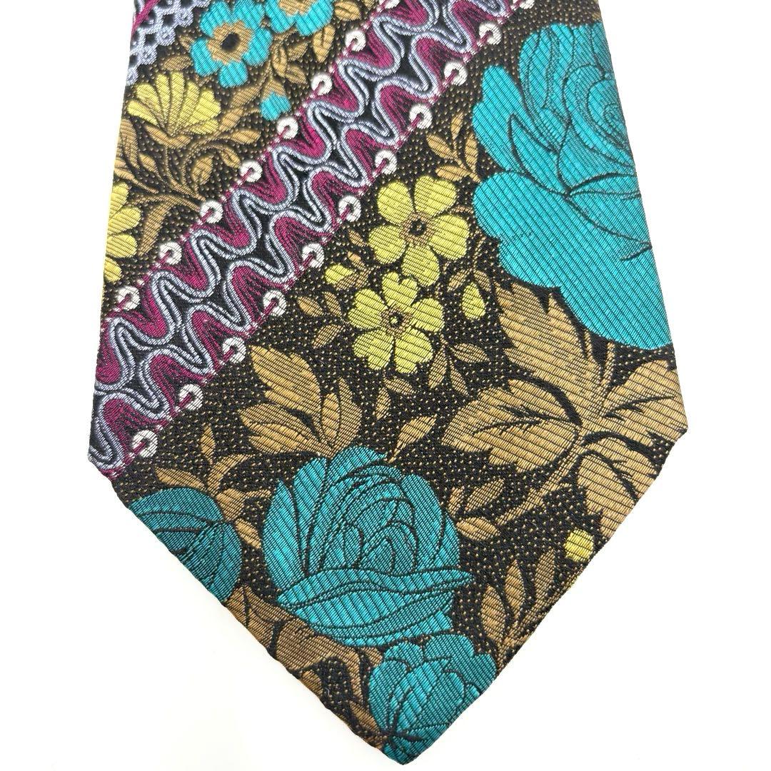 【タグ付未使用】FENDI シルクネクタイ バロック調フローラルジャカード