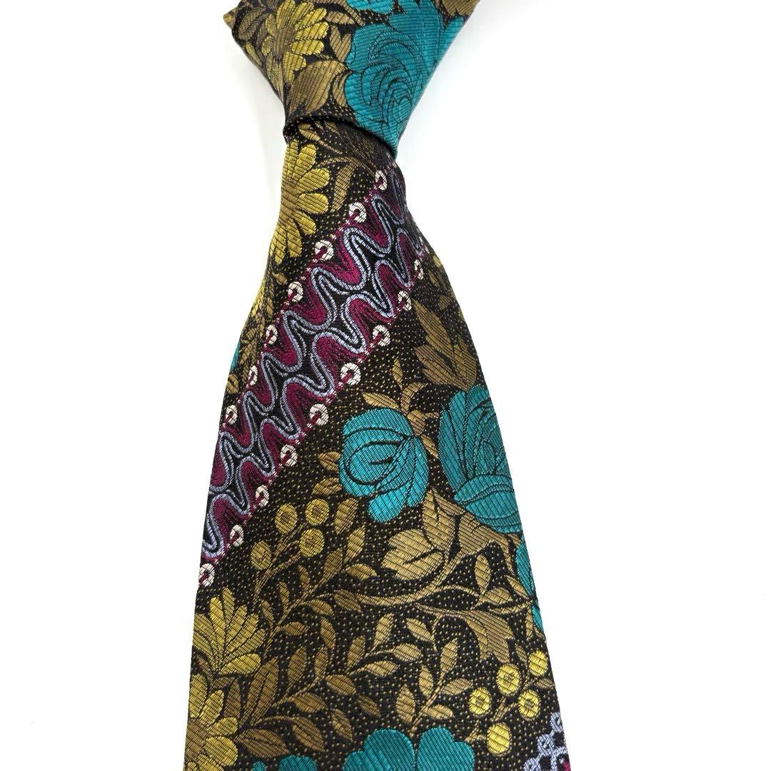 【タグ付未使用】FENDI シルクネクタイ バロック調フローラルジャカード
