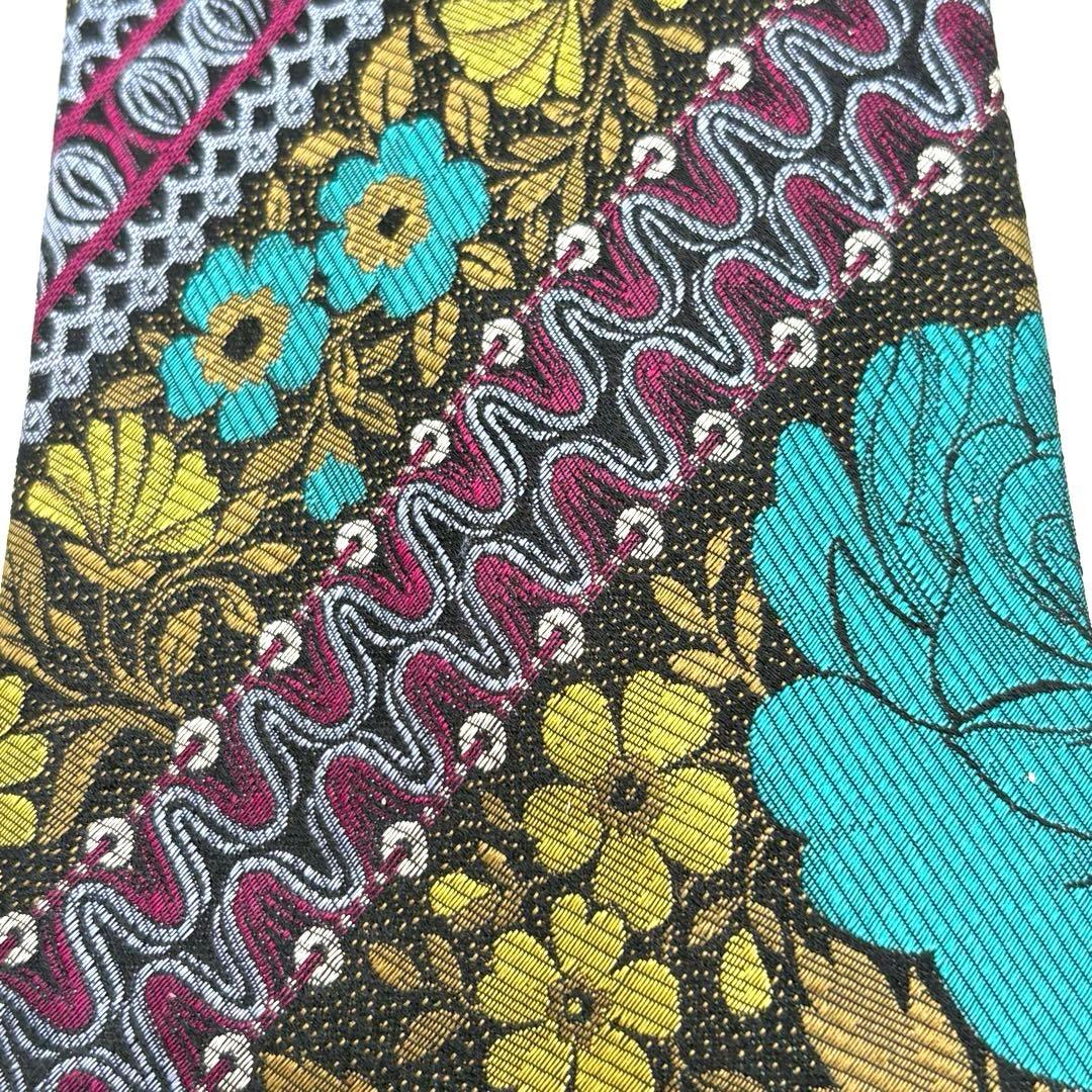 【タグ付未使用】FENDI シルクネクタイ バロック調フローラルジャカード