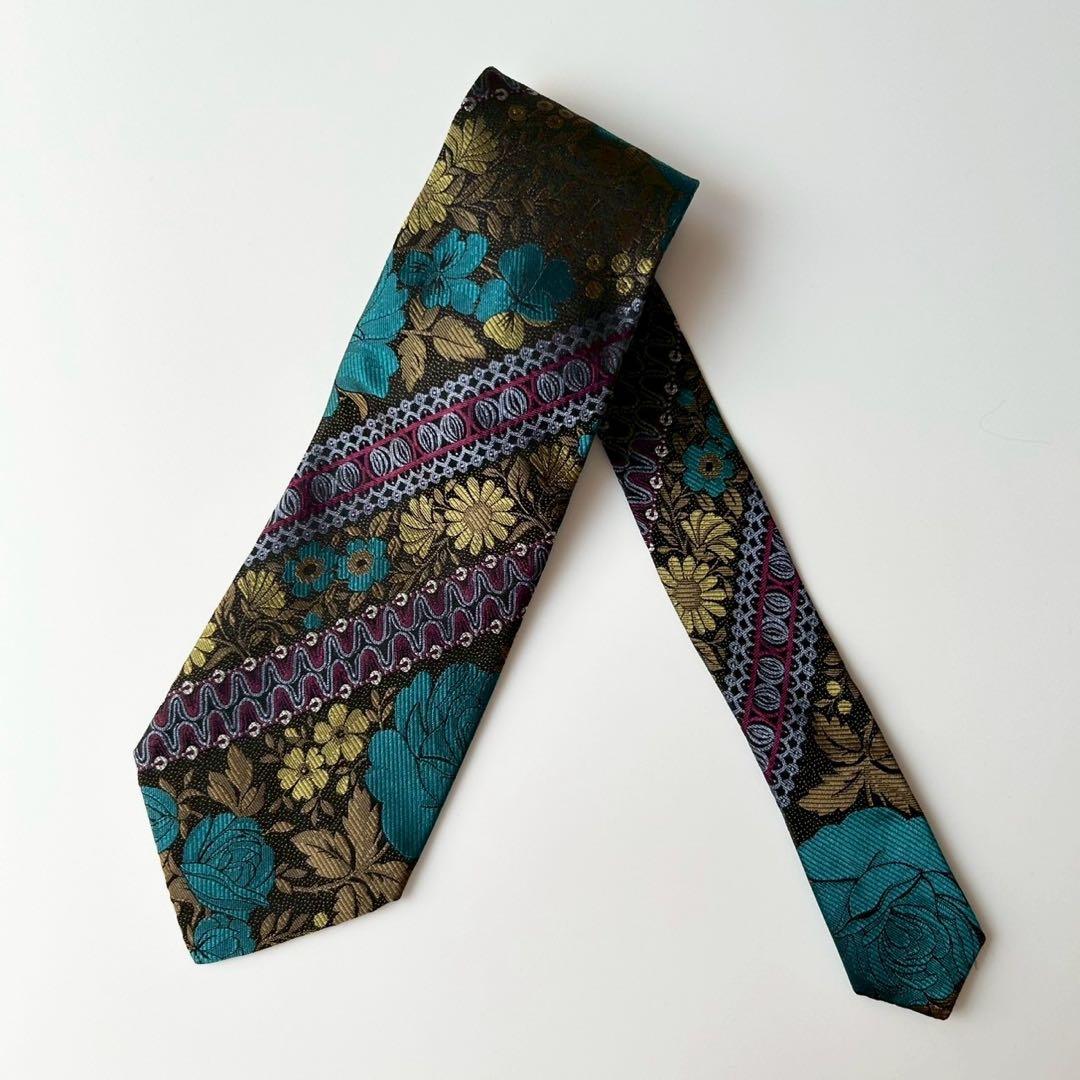 【タグ付未使用】FENDI シルクネクタイ バロック調フローラルジャカード