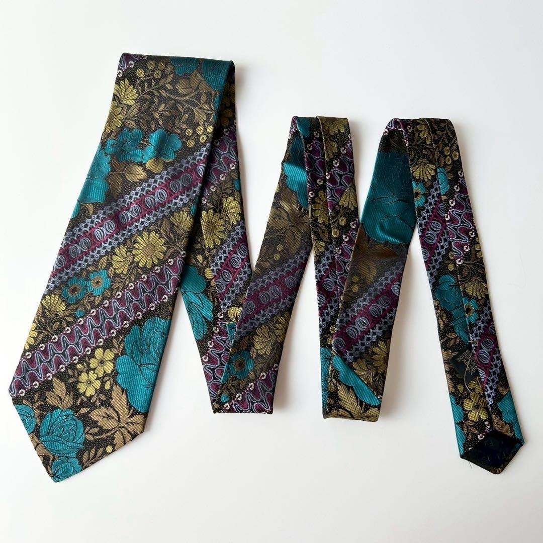 【タグ付未使用】FENDI シルクネクタイ バロック調フローラルジャカード