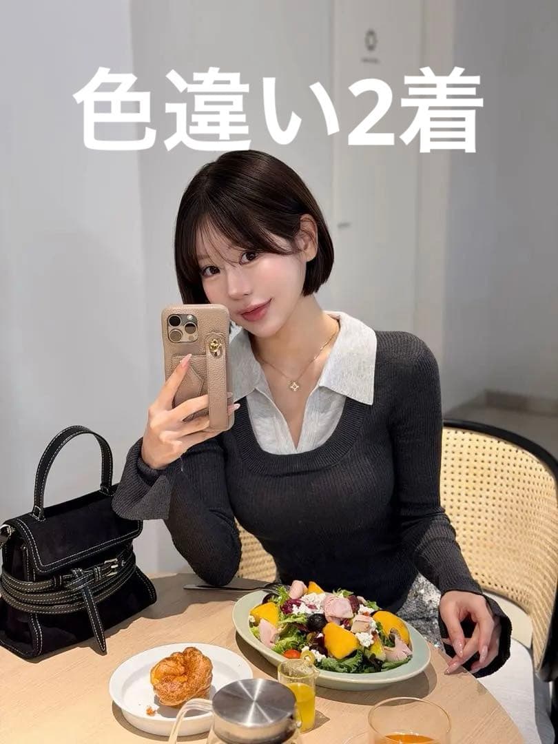 QUNG ダブルカラーラウンドヘムknit