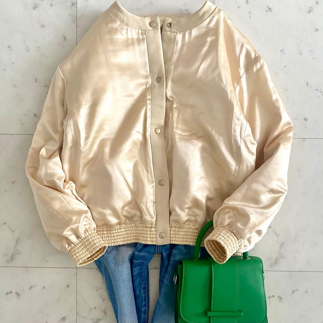 美品 ドゥロワー シルクポリエステルキルトジャケット リアルダウン ロゴma1