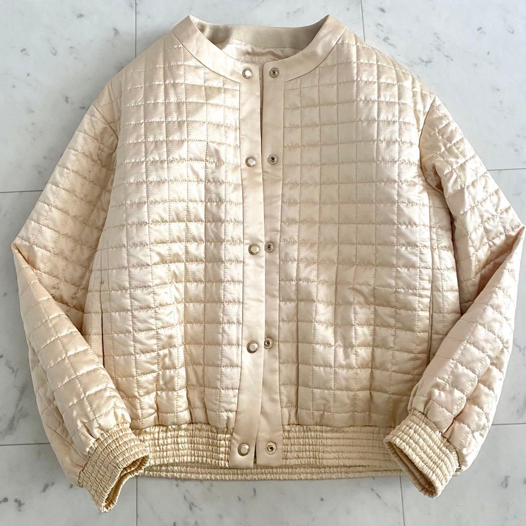 美品 ドゥロワー シルクポリエステルキルトジャケット リアルダウン ロゴma1