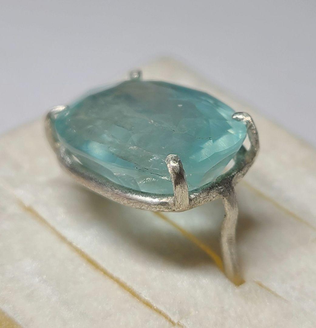 見事なレインボー!!★非加熱アクアマリンリング★