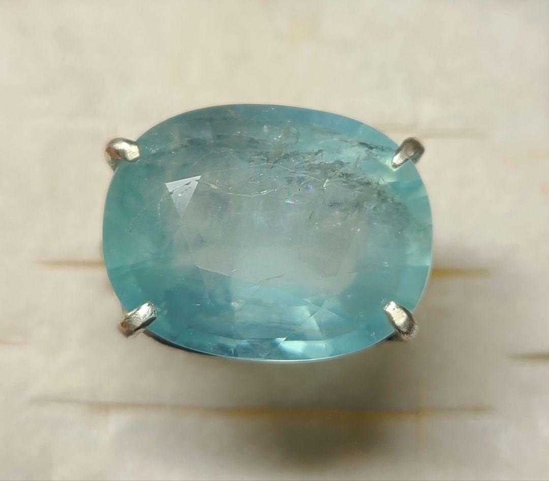 見事なレインボー!!★非加熱アクアマリンリング★