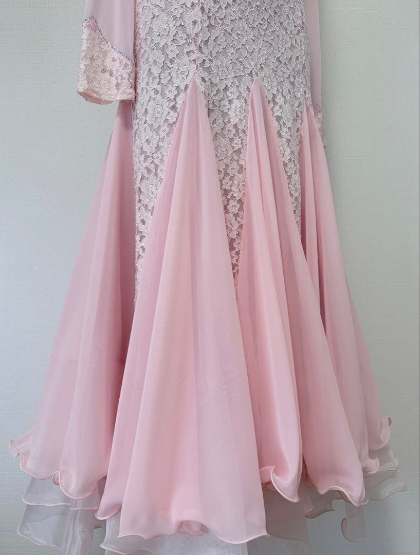 社交ダンスワンピース　パーティワンピース　ソシアルダンス　ピンク