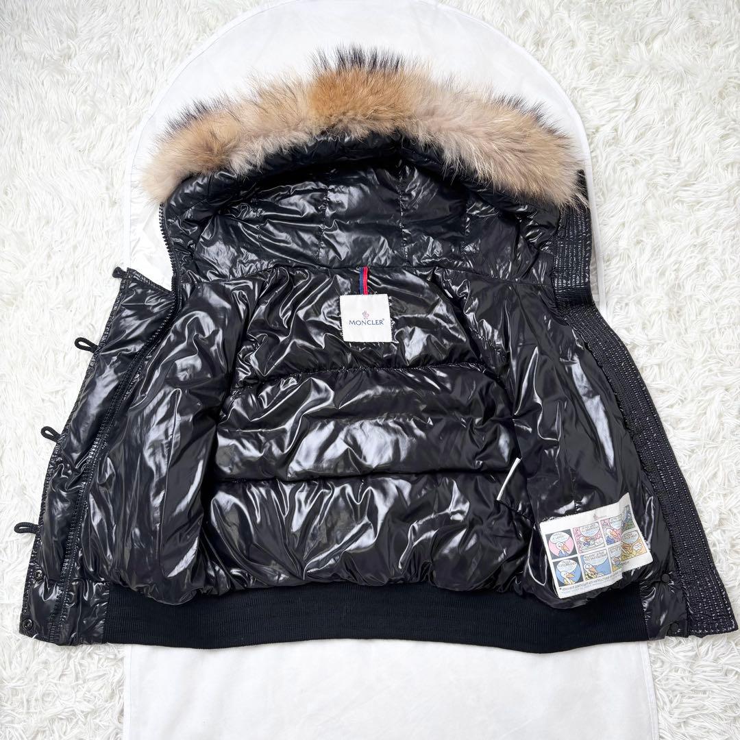 モンクレール 2way ダウンベスト フード リアルファー ロゴワッペン