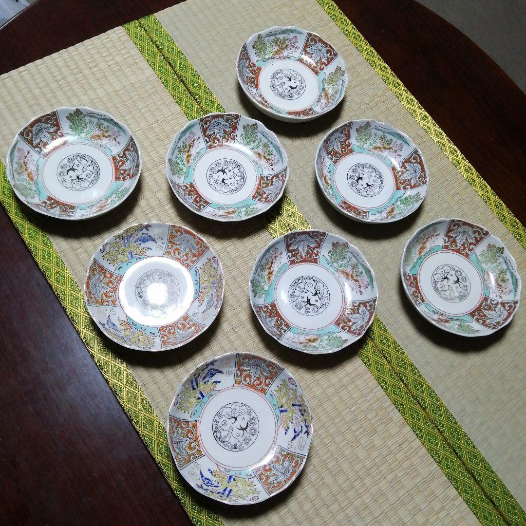 伊万里　金彩膾皿　2種8枚　14.7cm　江戸後期〜明治期