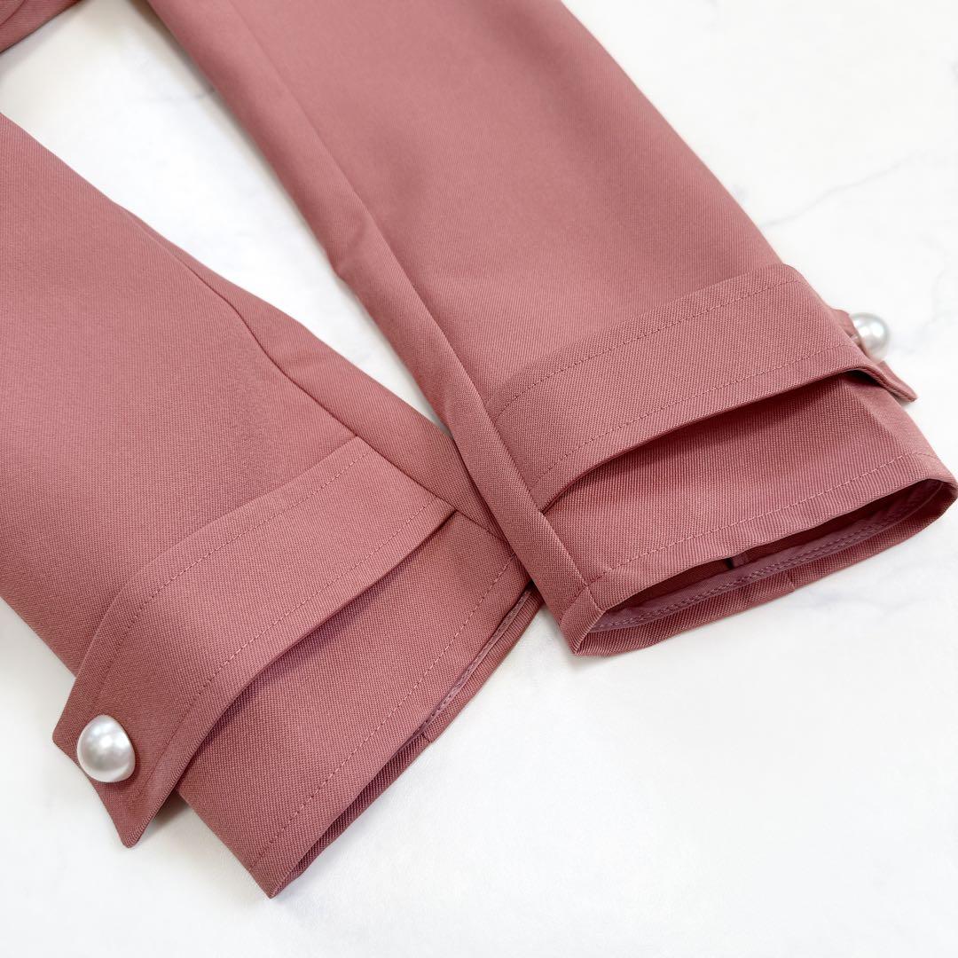 近年 Rene ルネ ♡ パール フリル ロングコート 34 ベルト付 ピンク系