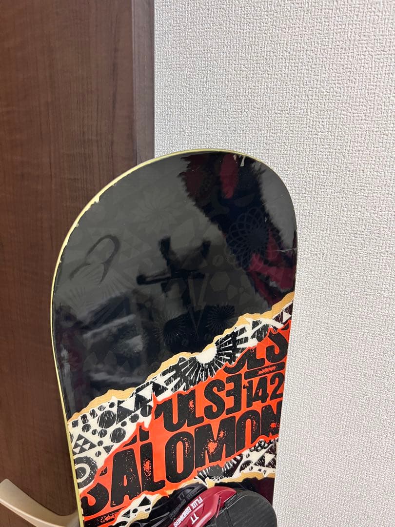 SALOMON スノーボード ストライプ柄 バインディング付き