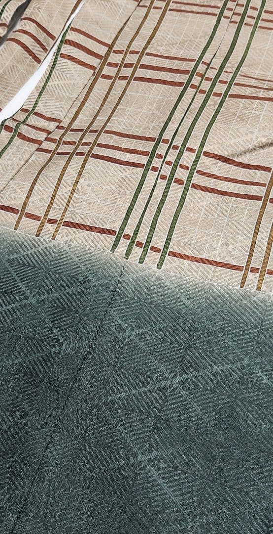 未使用　正絹　お宮参り　七五三　産着　初着　祝着　チェック　男の子　子供用着物