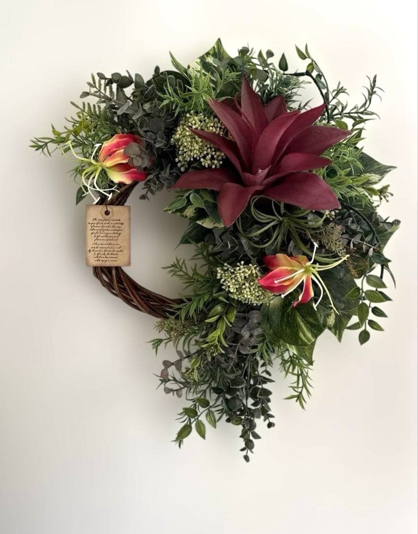 ＊Mym　フラワーリース＊　大きめ　ドロセナとグロリオサのナチュラルリース