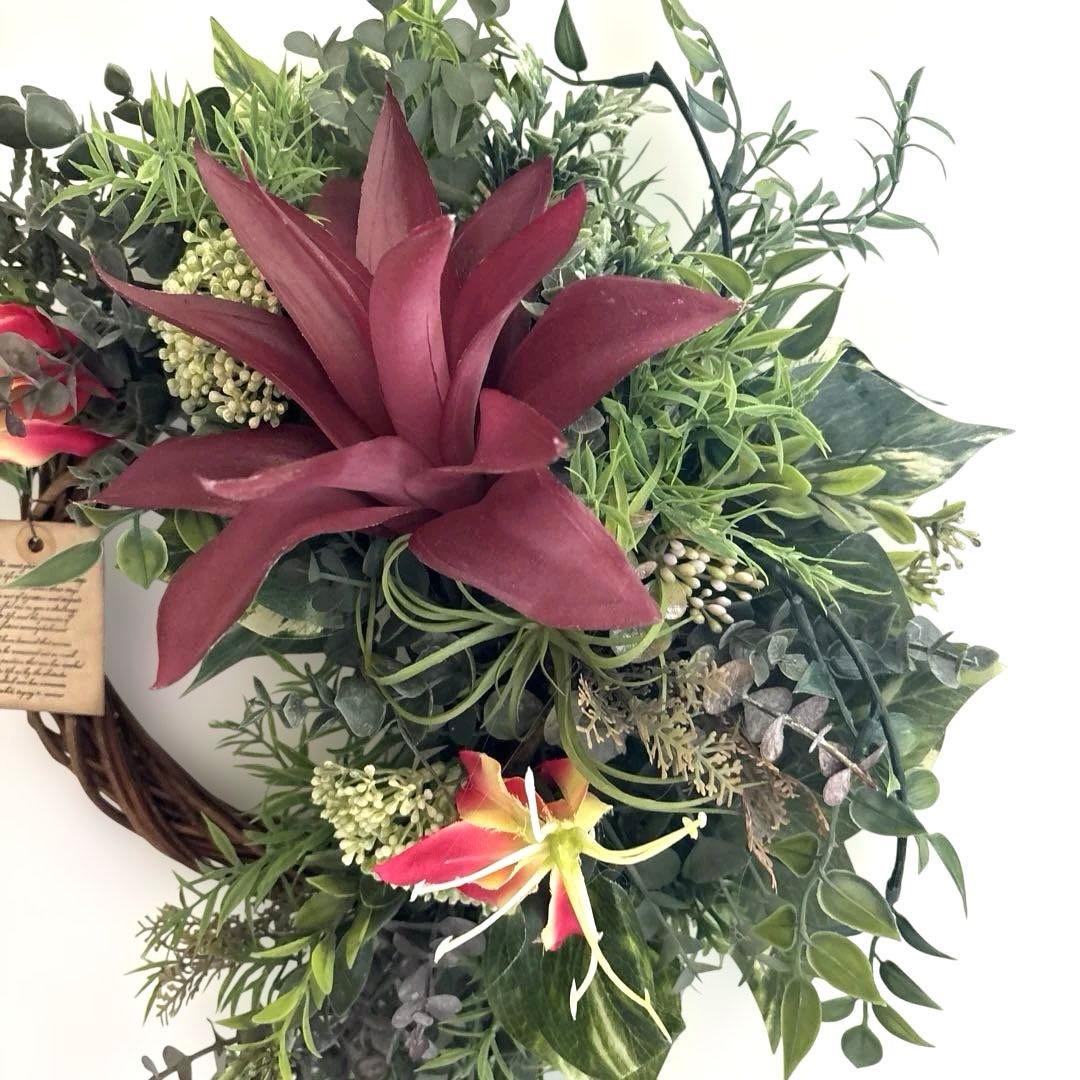 ＊Mym　フラワーリース＊　大きめ　ドロセナとグロリオサのナチュラルリース