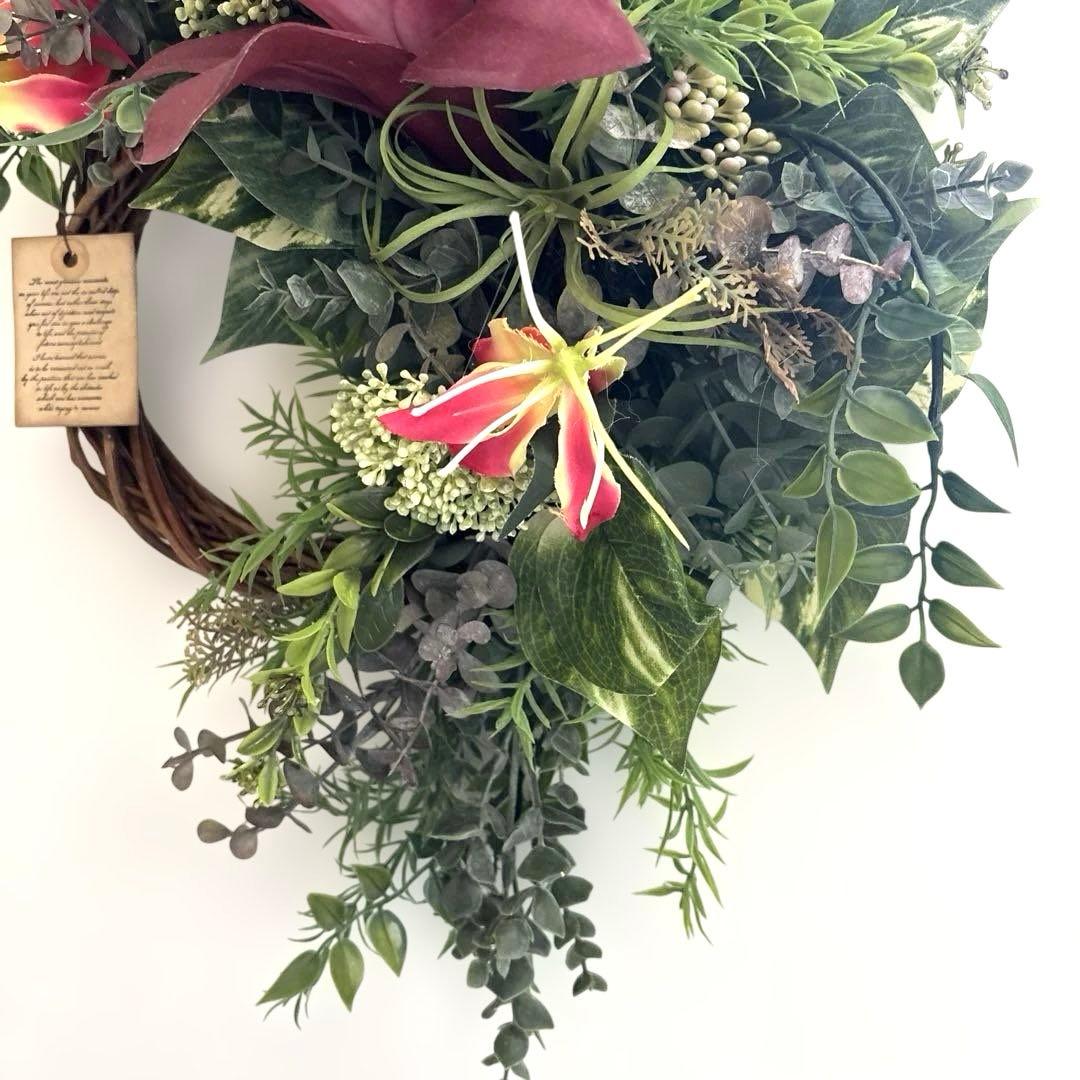 ＊Mym　フラワーリース＊　大きめ　ドロセナとグロリオサのナチュラルリース