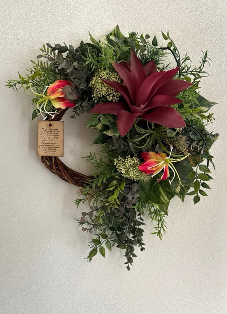 ＊Mym　フラワーリース＊　大きめ　ドロセナとグロリオサのナチュラルリース