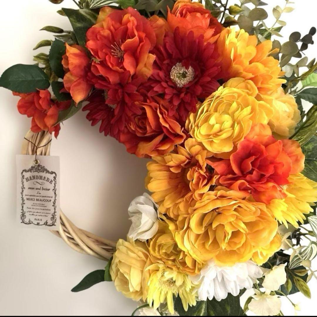 ＊Mym　フラワーリース＊　大きめ　ドロセナとグロリオサのナチュラルリース