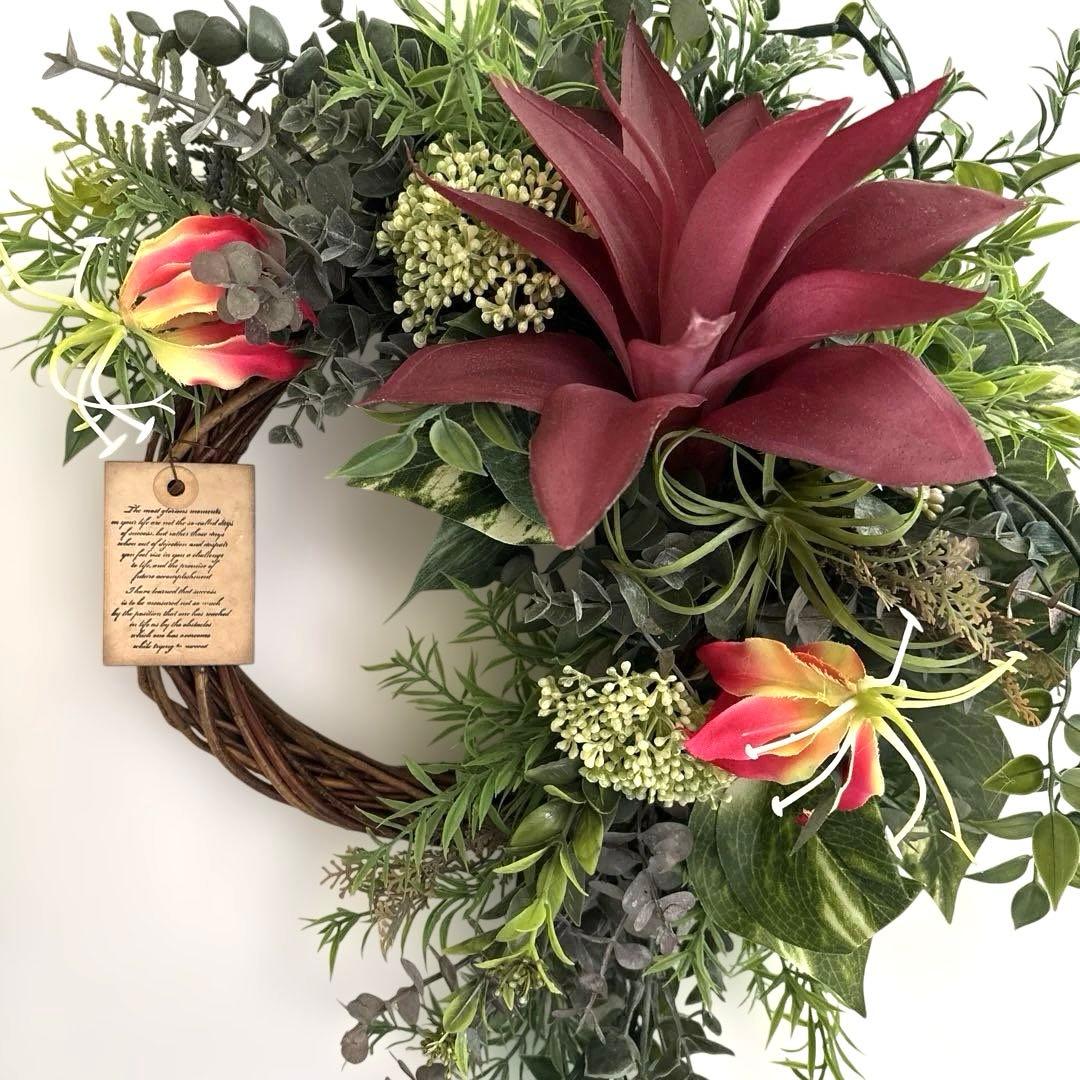 ＊Mym　フラワーリース＊　大きめ　ドロセナとグロリオサのナチュラルリース