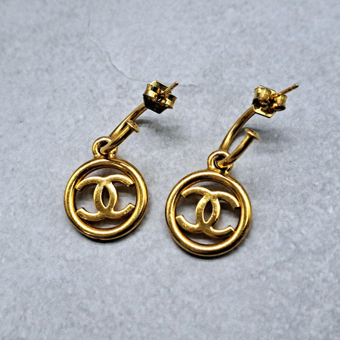 CHANEL シャネル ピアス ココマーク フープ ゴールド スイング 両耳