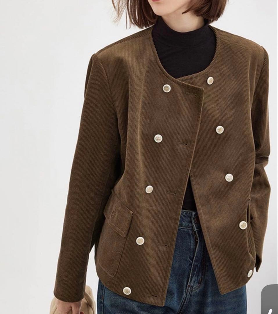 Fano Studios ノーカラーコーデュロイダブルブレストジャケット