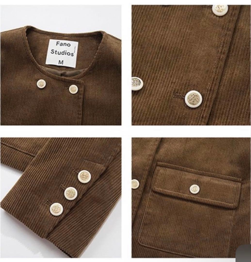 Fano Studios ノーカラーコーデュロイダブルブレストジャケット