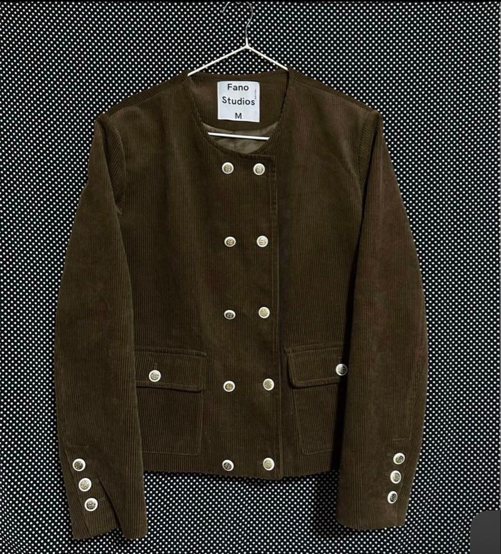 Fano Studios ノーカラーコーデュロイダブルブレストジャケット