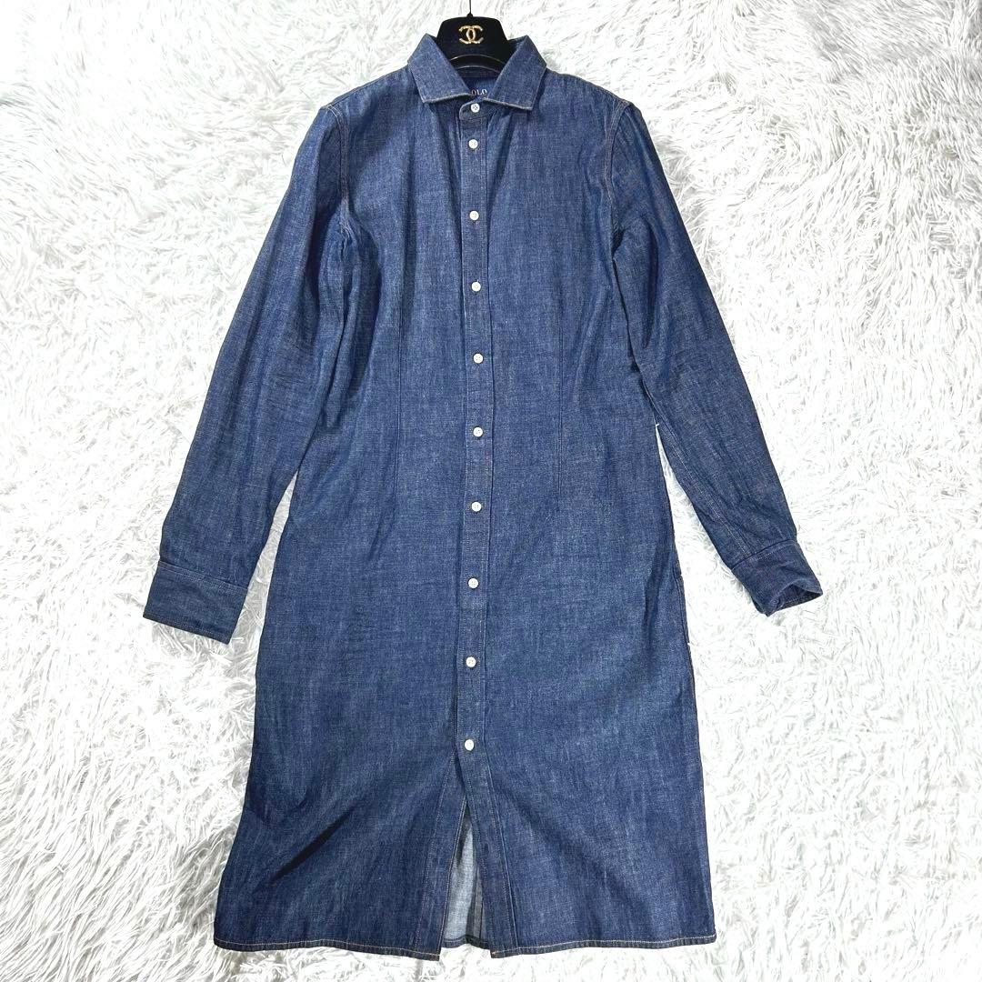 未使用級　ポロラルフローレン　デニム　ロングワンピース　10 大きいサイズ　紺