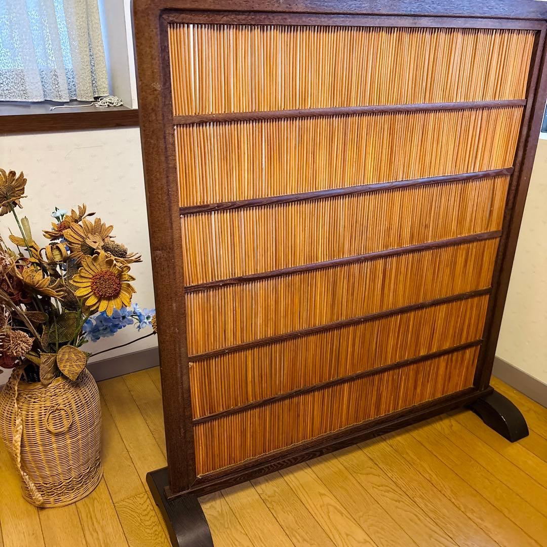専用！和家具 高級和風伝統ヨシ入り衝立 1枚立てパーテーション 茶道具　間仕切り