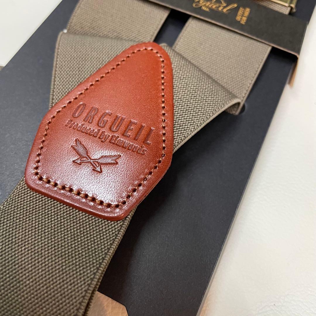 新品　オルゲイユ　ORGUEILミリタリー サスペンダー ブラウン カーキ
