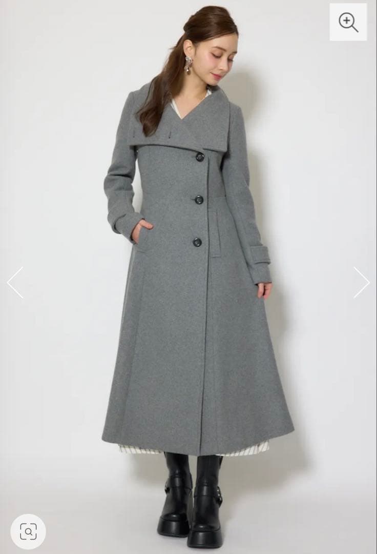 rienda 25オーバーネックシンデレララインコート グレー