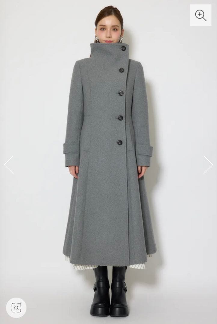 rienda 25オーバーネックシンデレララインコート グレー